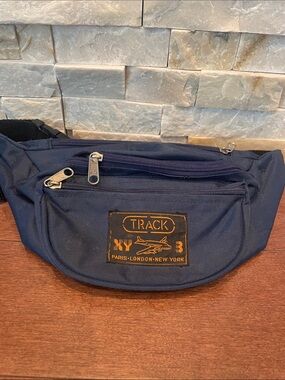 Track Navy Blue Belt Bag with Orange Patch